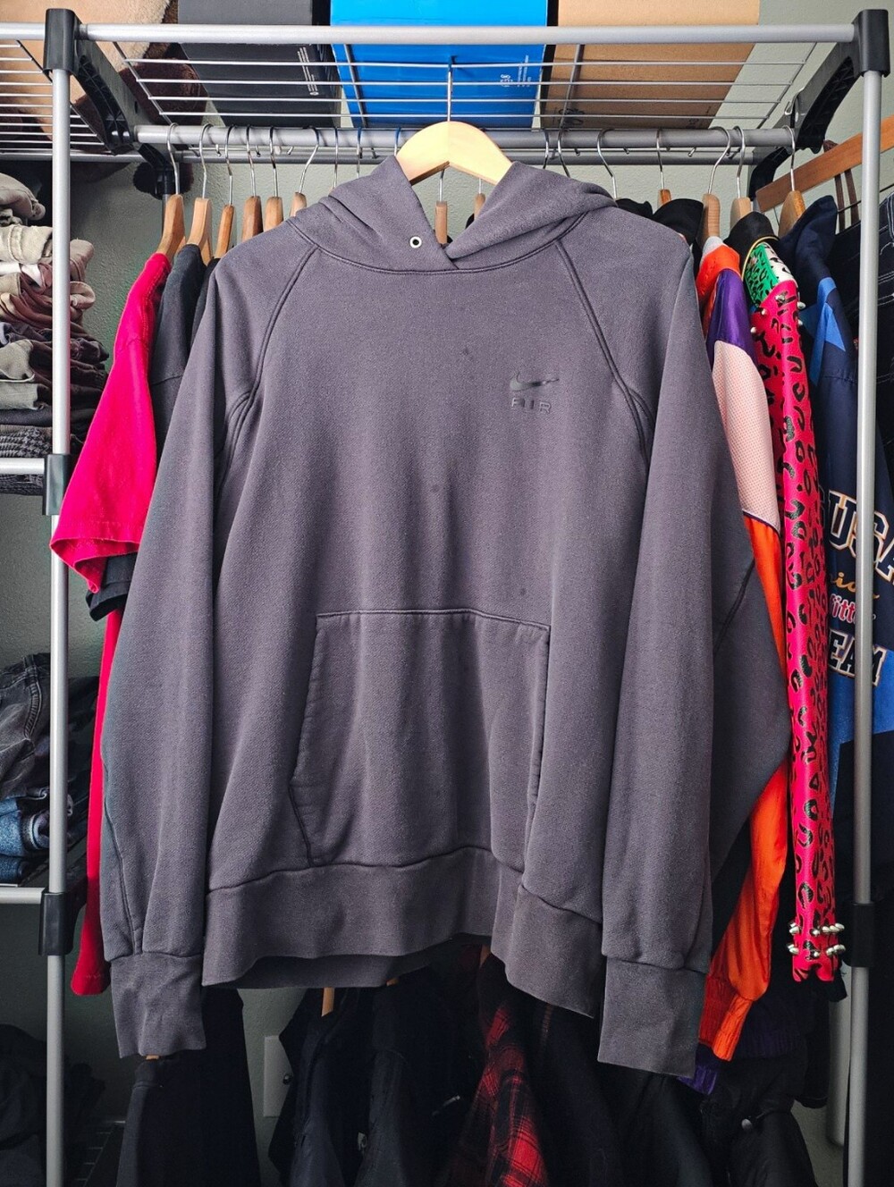 Nike Air Men's Gray French Terry Pullover Hoodie Size XL